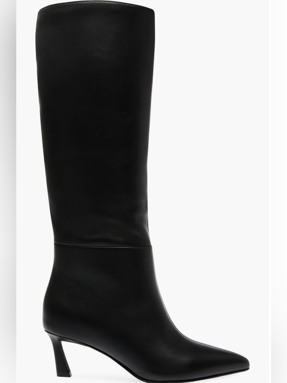 Steve Madden Black Knee-High Leather Heeled Boots - Picture 3 of 5